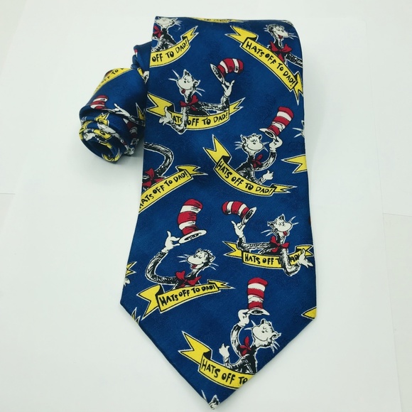 Dr. Seuss Mens Silk Dad Tie 4×59″ - Picture 1 of 8